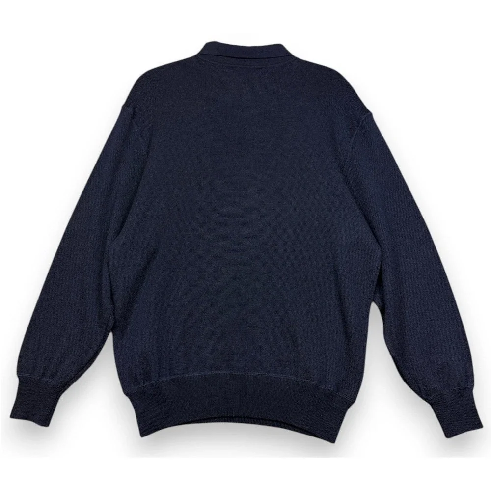 I Levrieri Polo Sweater Mens XL Navy Blue Merino Wool Long Sleeve Made in Italy